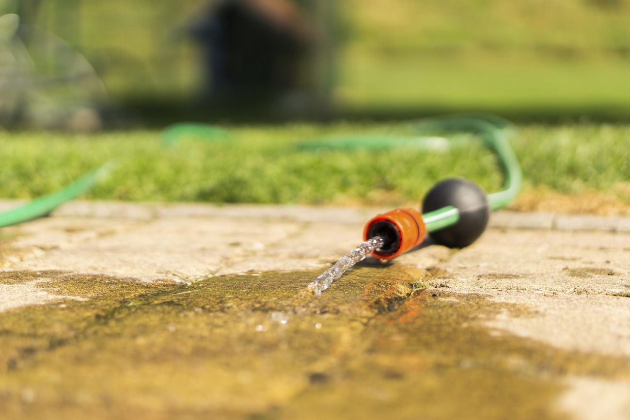 Free water hose in garden